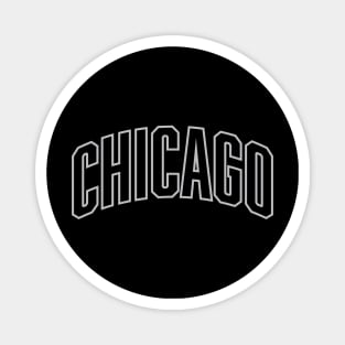 Chicago Silver/Gray Outline Typography Magnet